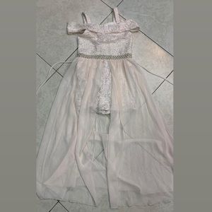 Pink Romper with Long Open Skirt